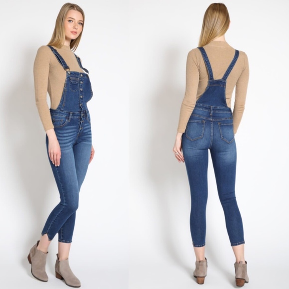 SCHEANA Button Detail Overalls - Picture 3 of 4